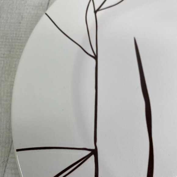 Home Target DUSK Brown Geometric Leaves White Stoneware 11" Dinner Plate Set 4 - Picture 13 of 16